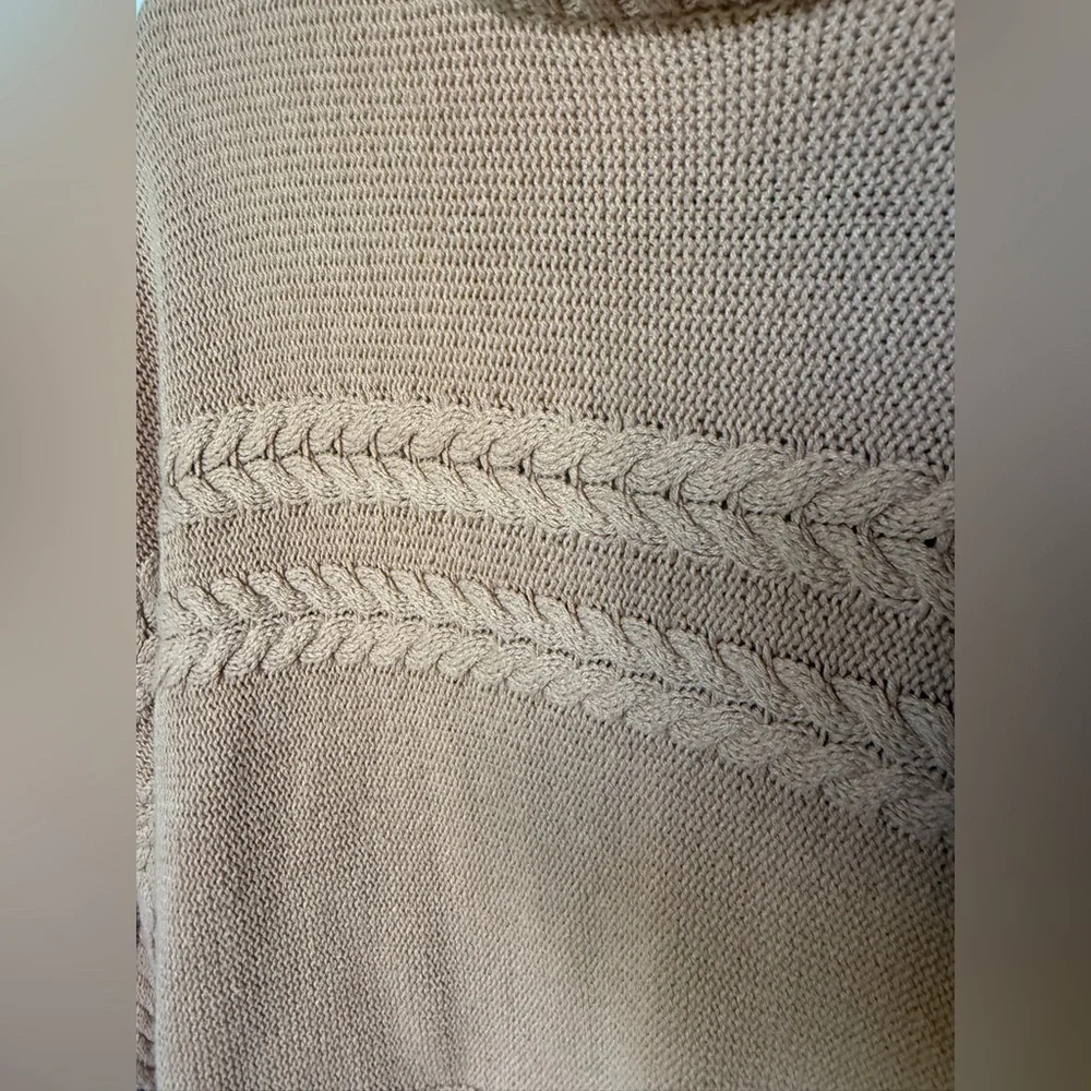 Pink Lily tan cropped mock neck sweater S